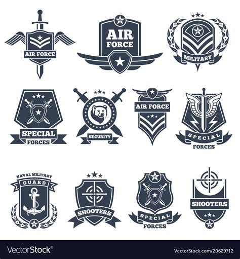 Military logos and badges army symbols isolated Vector Image