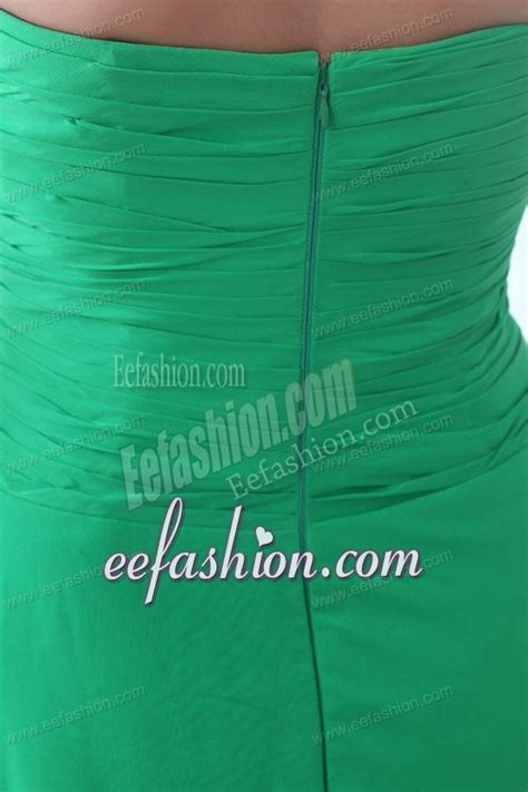 Green Sweetheart Beading And Ruching High Low Prom Dress