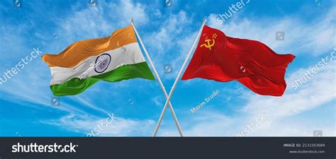 Crossed National Flags India Ussr Flag Stock Illustration