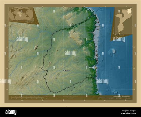 Cabo Delgado Province Of Mozambique Colored Elevation Map With Lakes