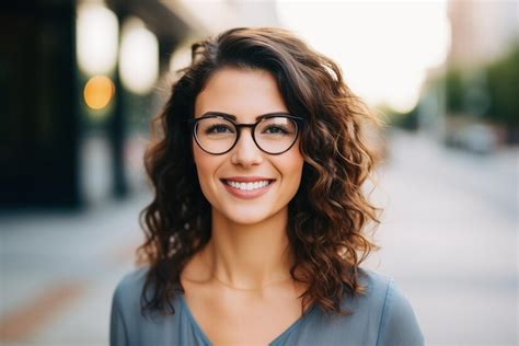 Premium Ai Image Happy Satisfied Woman Wearing Glasses Generative Ai