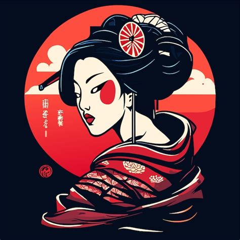 Geisha Japonesa Samurai Garota Desenhada M O Plano Elegante Adesivo