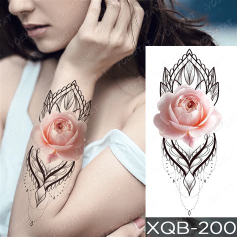 Delicate Geometric Rose Temporary Tattoo Omg Temporary Tattoos