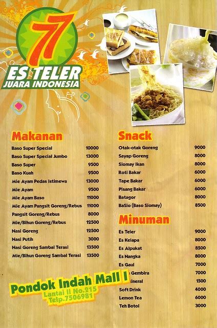 Harga Es Teler 77 Menu Diawali Dari Sebuah Warung Tenda Pinggir Jalan