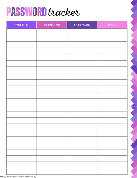 Free Printable Password Logs