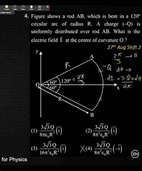 Figure Shows A Rod Ab Which Is Bent In A Circular Arc Of Radius