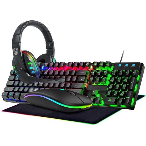 Kit Gamer RGB Teclado Mouse Fone De Ouvido Headset E Mouse Pad