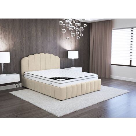 Lit Coffre En Velours Beige 160x200 Cm ELVIRA