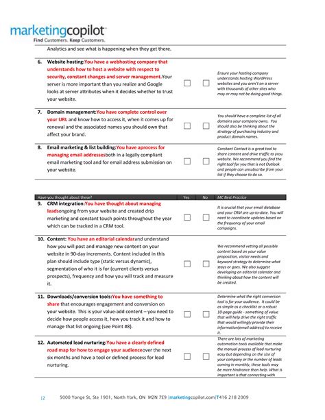 The Web Presence Checklist | DOCX