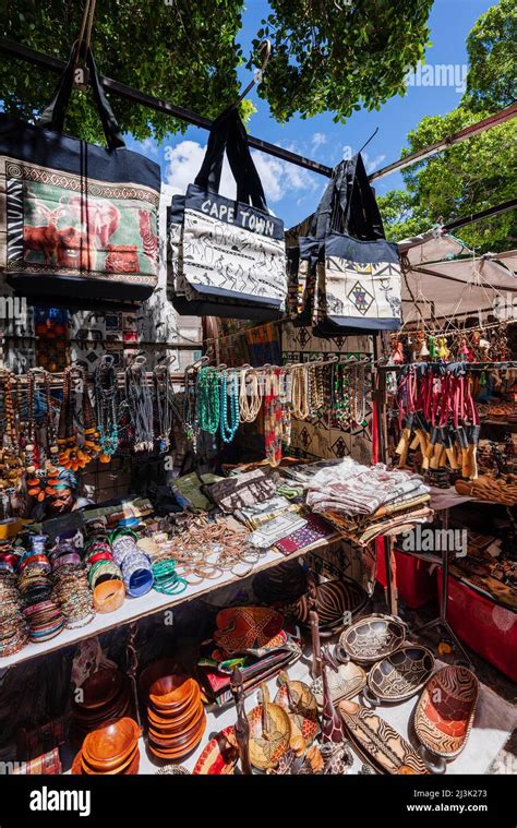 Cultural Souvenirs On Display In The Market Stalls In Greenmarket