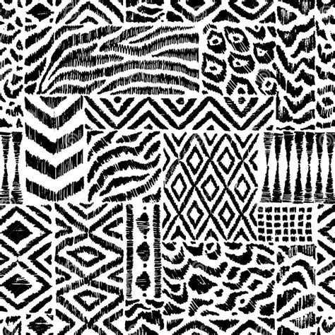 Seamless Pattern In Patchwork Style Zebra Leopard Fur Ethnic And