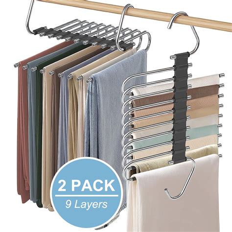 Upgrade 2 Pack Magic Pants Hangers Non Slip Space Saving Closet