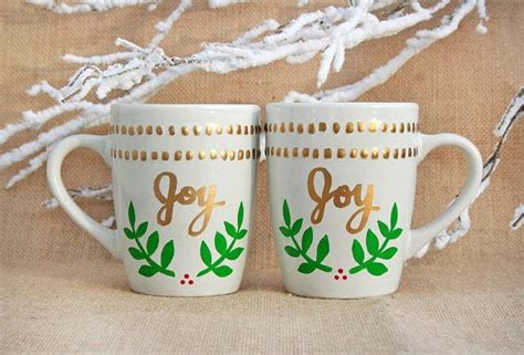 Christmas Mugs - Holiday Mugs - Joy - Mug Gift Set - Set of 2 ...