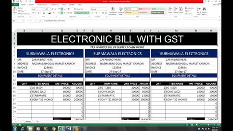 How To Make Gst Billing System In Microsoft Excel Youtube