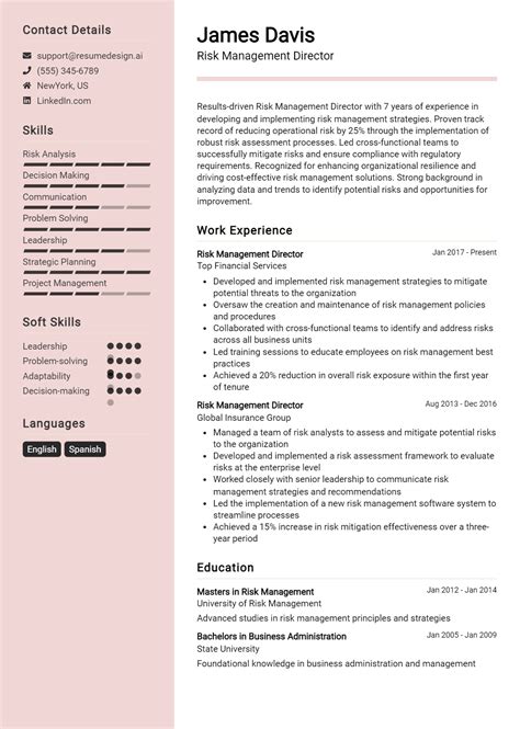 Risk Management Director Resume Examples And Templates For