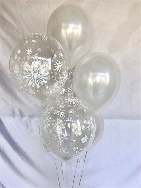 Snowflake Balloons 6 Pack Snowflake And Pearl White Balloons Etsy