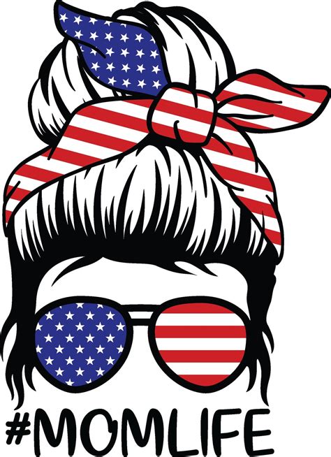 Messy Bun American Mom Life Svg Png Eps Etsy