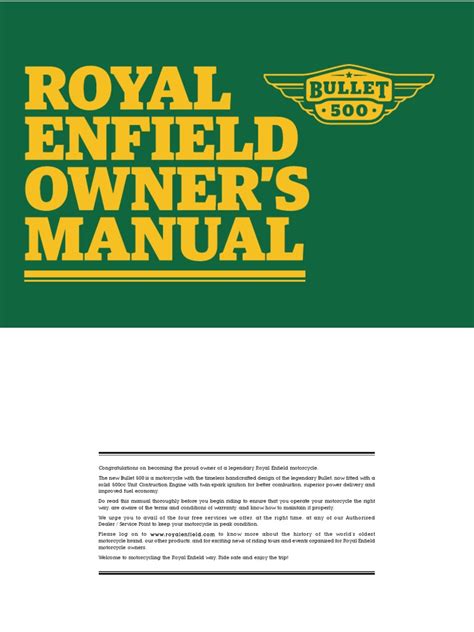 Royal Enfield Bullet 500 Owners Manual | PDF