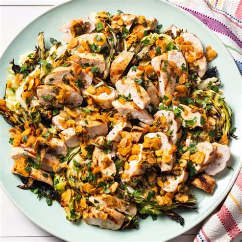 Grilled Chicken And Cabbage With Lemony Browned Butter Dressing