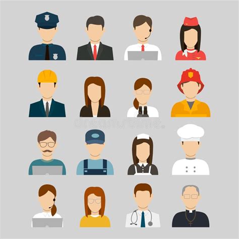 Professions Vector Flat Icons Stock Vector Illustration Of Male