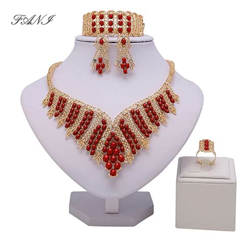 Fani African Beads Jewelry Set Wholesale Gold Color Bridal