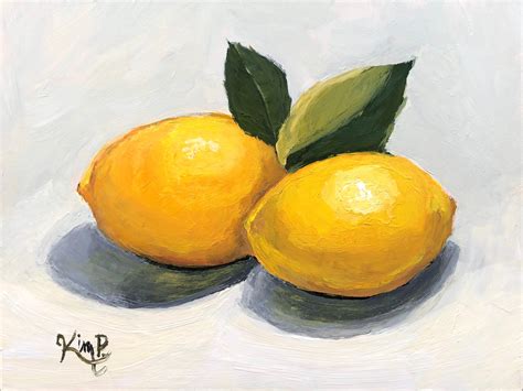 Original Painting Two Lemons Original Art Still Life Fine Etsy