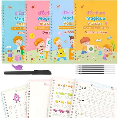 11pcs Cahier Ecriture Francais Set Livre Calligraphie Enfant Réutilisé