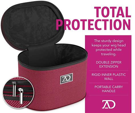 Wig Travel Case With Collapsible Stand Dome Foam Head Zipper