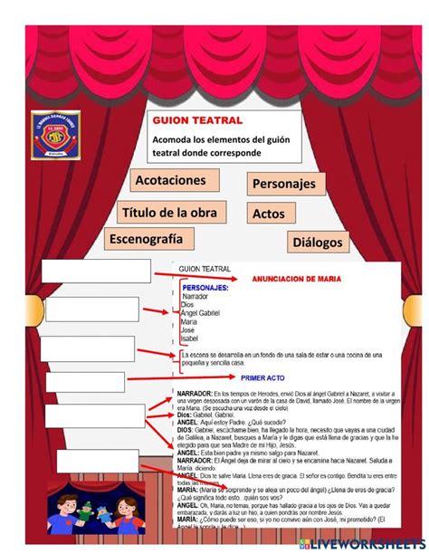 Elementos De Un Guion Teatral Interactive Worksheet