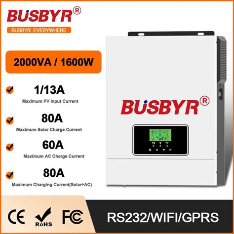 BUSBYR 12V 24V Hybrid Solar Inverter MPPT 80A Off Grid Solar Inverter