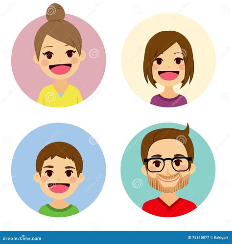 Retrato De Avatar De La Familia Ilustración del Vector Ilustración de