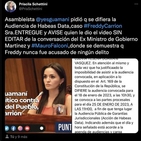 Ecuadorinmediato On Twitter URGENTE PrisSchettini Esposa De