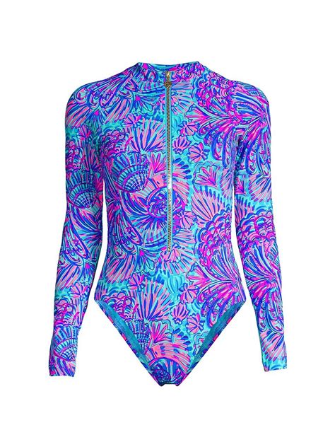 Lilly Pulitzer Randee One Piece Rashguard Turquoise Editorialist