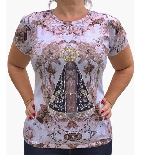 Camiseta Feminina Blusa Baby Look Nossa Senhora Aparecida Fé