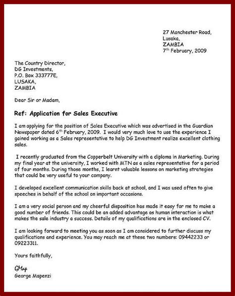 How To Write An Application Letter Template Business