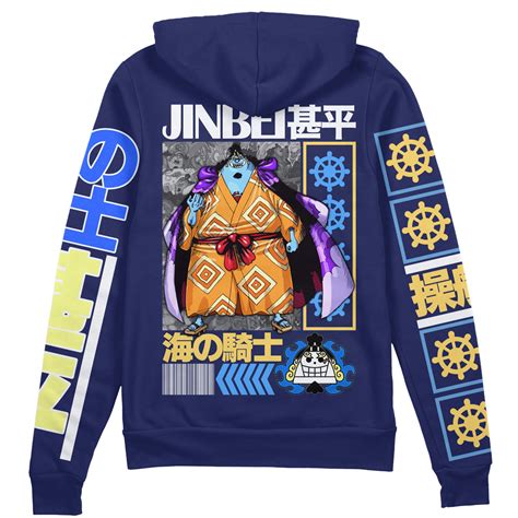 Jinbei One Piece Streetwear Zip Hoodie Jacket Anime Ape