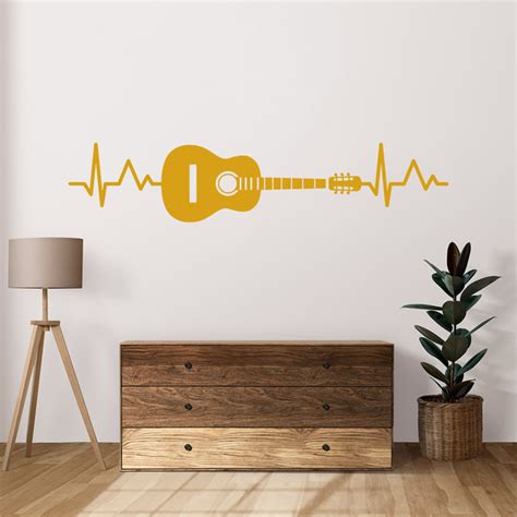 Adesivo Murale Elettrocardiogramma Chitarra Acustica Stickersmurali