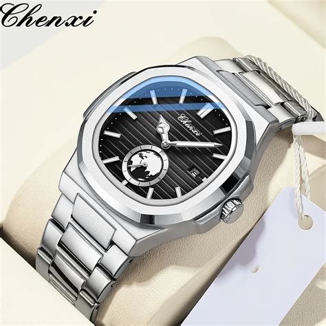 CHENXI Men Luxury Watch Silver Stainless Steel Fashion Luminous