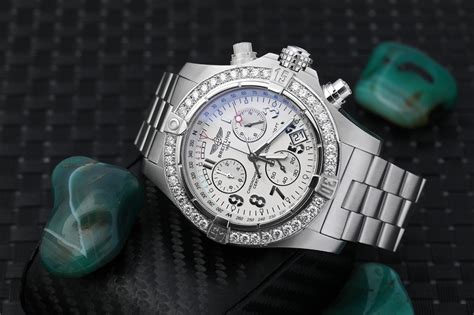 Breitling Avenger Seawolf Off White Dial Custom Diamond Bezel Mens