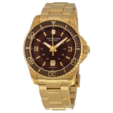 Victorinox Swiss Army Maverick Brown Dial Gold Pvd Mens Watch 241607 Maverick Victorinox