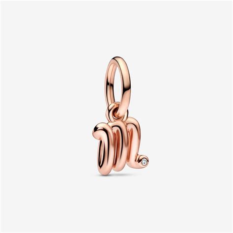 Letter M Script Alphabet Dangle Charm Rose Gold Plated Pandora Us