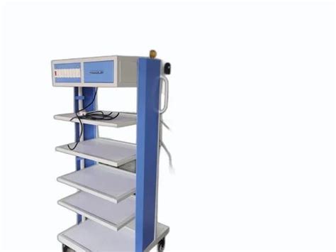 White And Blue Mild Steel Laparoscopy Hospital Trolley For Hospitals