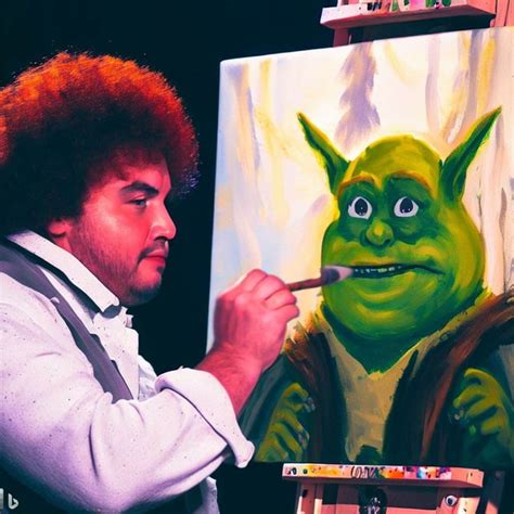 Bob Ross painting Shrek (Bing) : r/weirddalle