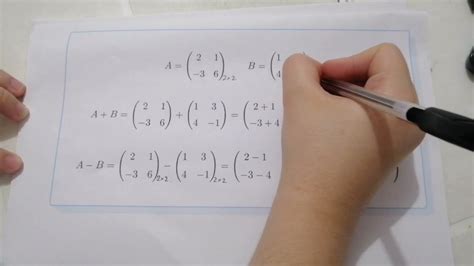 Matrices y Operaciones entre Matrices Suma y Resta Álgebra Lineal