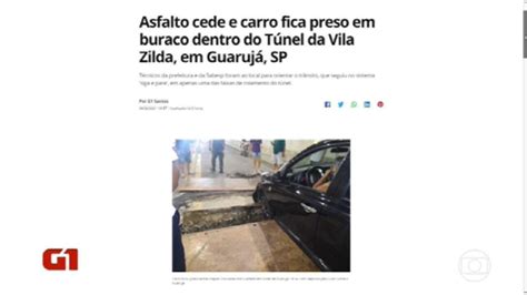 Asfalto Cede E Carro Fica Preso No Buraco Bom Dia Sp G