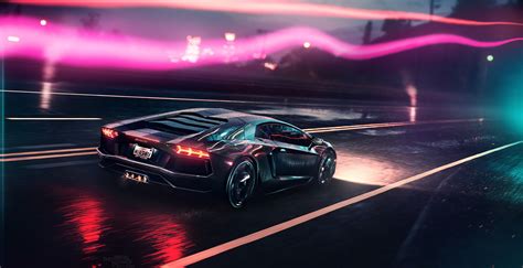 Lamborghini Neon Cars Artwork Digital Art Hd Coolwallpapers Me