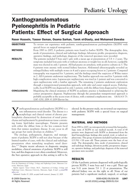 Pdf Xanthogranulomatous Pyelonephritis In Pediatric Patients Effect