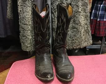 Vintage Tony Lama Black Leather Cowboy Western Boots Men S Approx Size