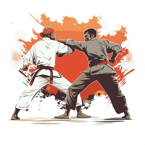 Dos Luchadores De Karate Luchando Ilustraci N Vectorial De Un Partido