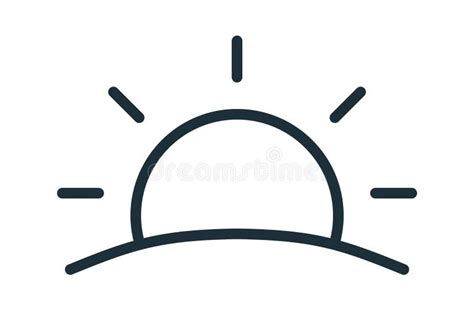 Simple Sunset Or Sunrise Icon In Line Art Style Sun With Rays Rising